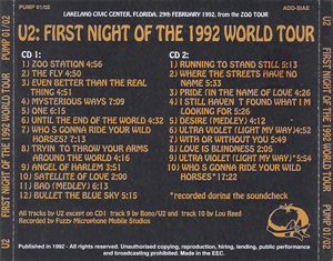 U2 first night of the 1992 world tour