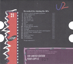 U2 recorded live during the 80s cardboard