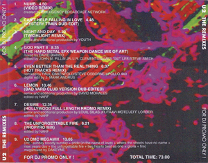 U2 the remixes for DJ promo only