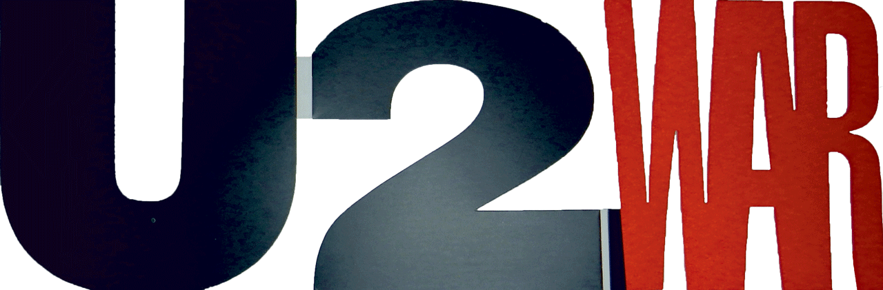 U2 war man at work wrap shaped banner