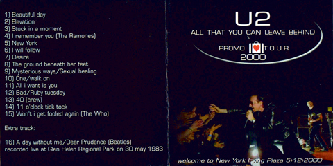U2 Welcome To New York Irving Plaza 5.12.2000