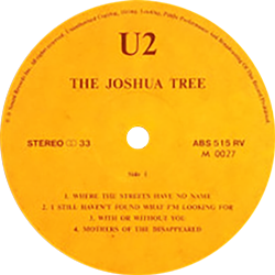 U2 The Joshua Tree label a
