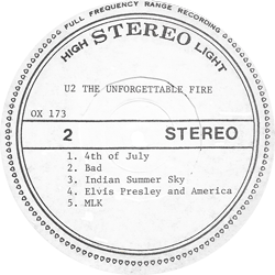 U2 the unforgettable fire ox173 label b