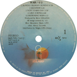 U2 war island cat vg 71412 label a