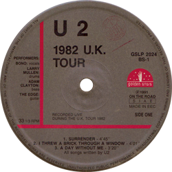 U2 1982 uk tour golden stars