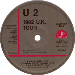 U2 1982 uk tour golden stars