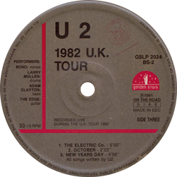 U2 1982 uk tour golden stars