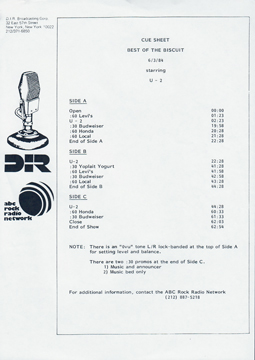 U2 best of the biscuit presents u2 in concert che sheet 2