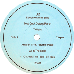 U2 daughters and sons label light blue bckg a