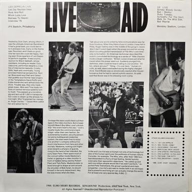 U2 live aid elmo nigby records