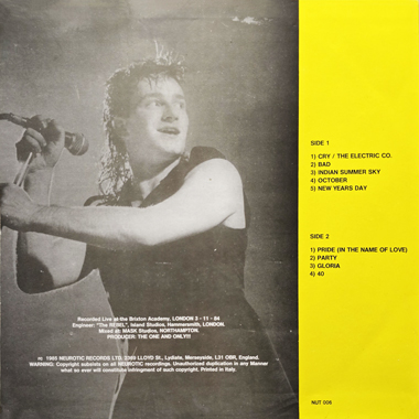 U2 Live At The Brixton Academy, London 3-11-84 Volume Two geebo