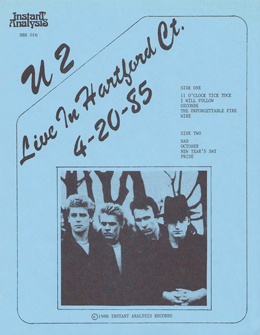 U2 live in hartford ct 4 20 85 ins light blue