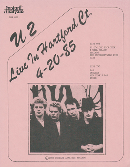 U2 live in hartford ct 4 20 85 ins pink