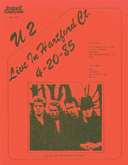 U2 live in hartford ct 4 20 85 ins red