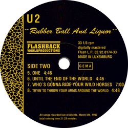 U2 rubber ball and liquor lp