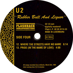 U2 rubber ball and liquor lp